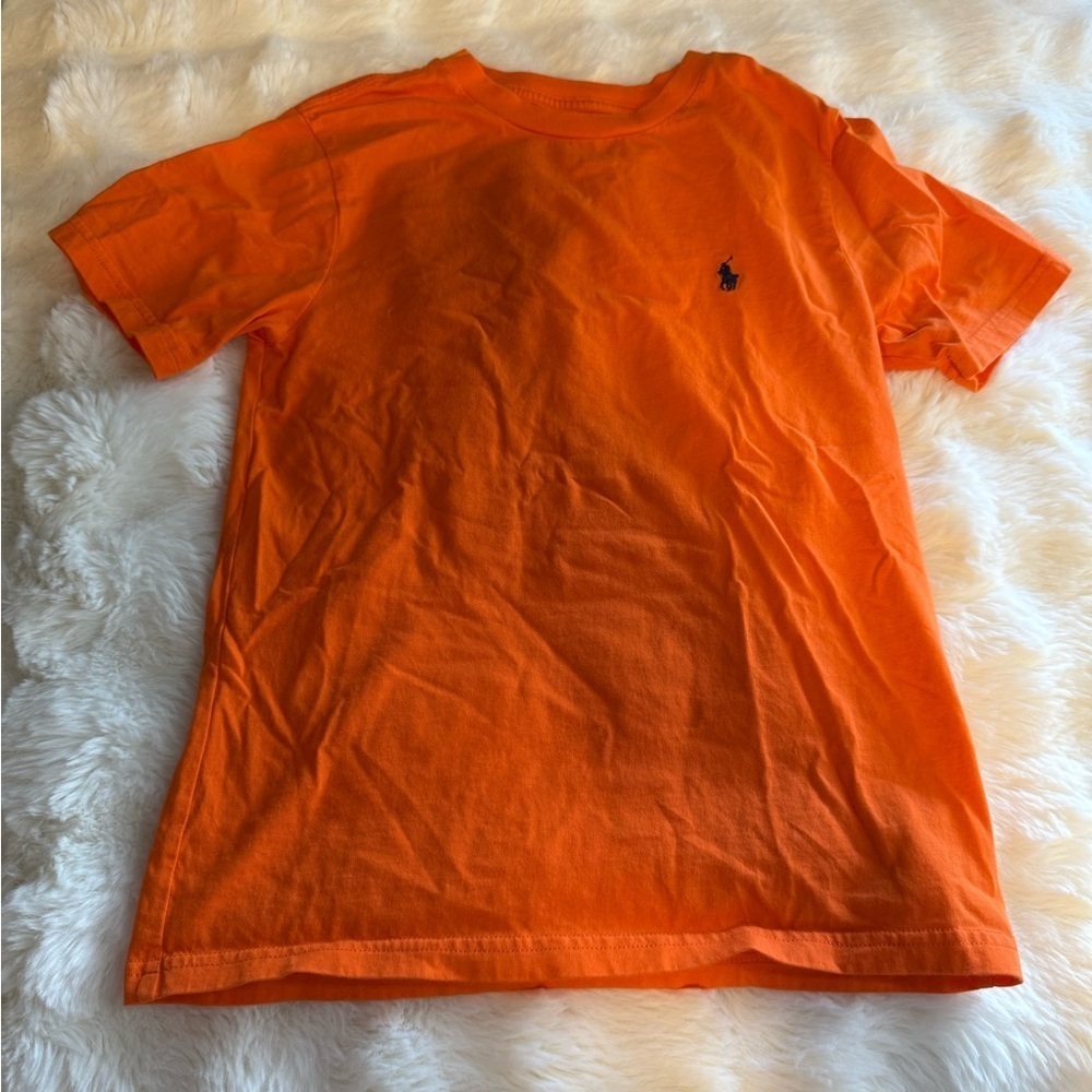 Preowned , Polo By Ralph Lauren Crew Neck T-shirt, Orange Color, Boys Size 8